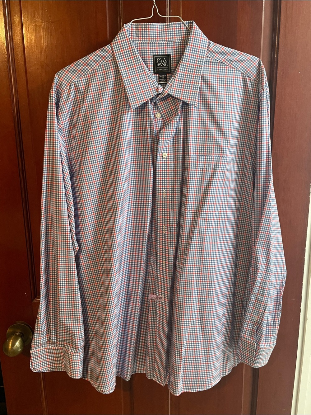 Jos. A. Bank Men's Blue & Red Small Check Dress Shirt